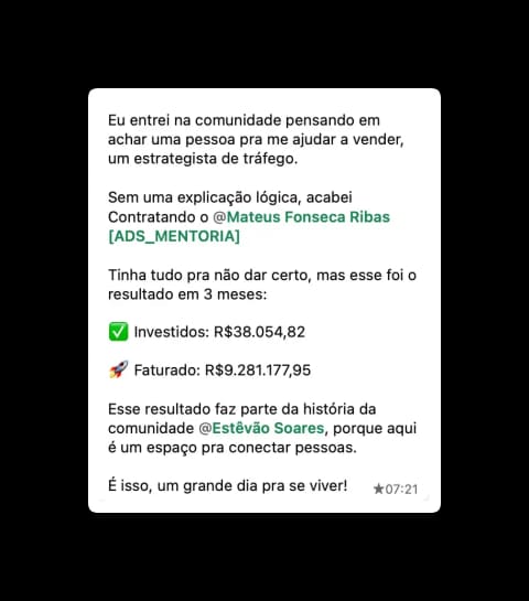 Mensagem de um membro da Comunidade Mentropia (6)